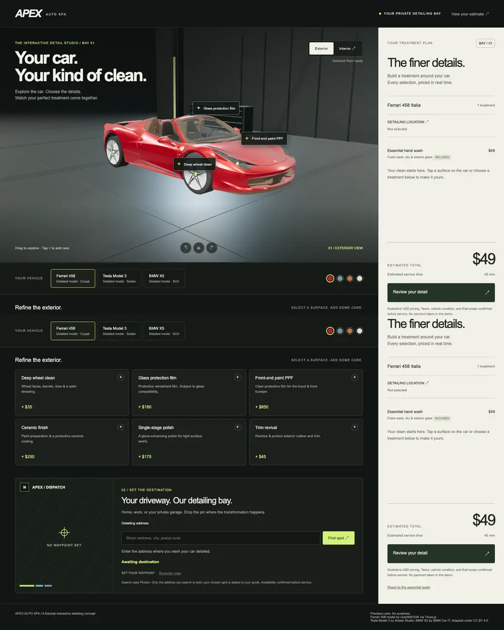 APEX Auto Spa concept site
