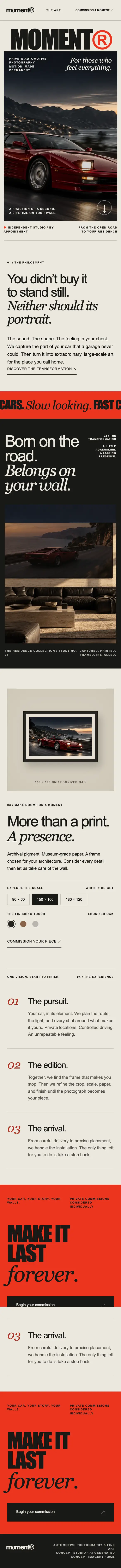 Moment concept site on a phone