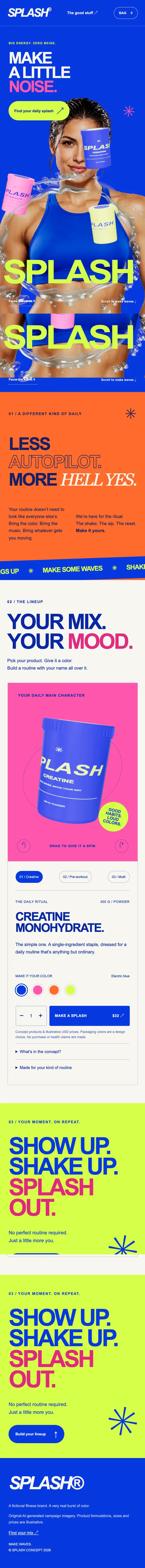 Splash concept site on a phone